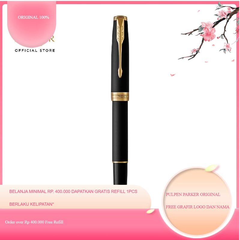 

Parker Sonnet Matte Black Gold Trim Rollerball