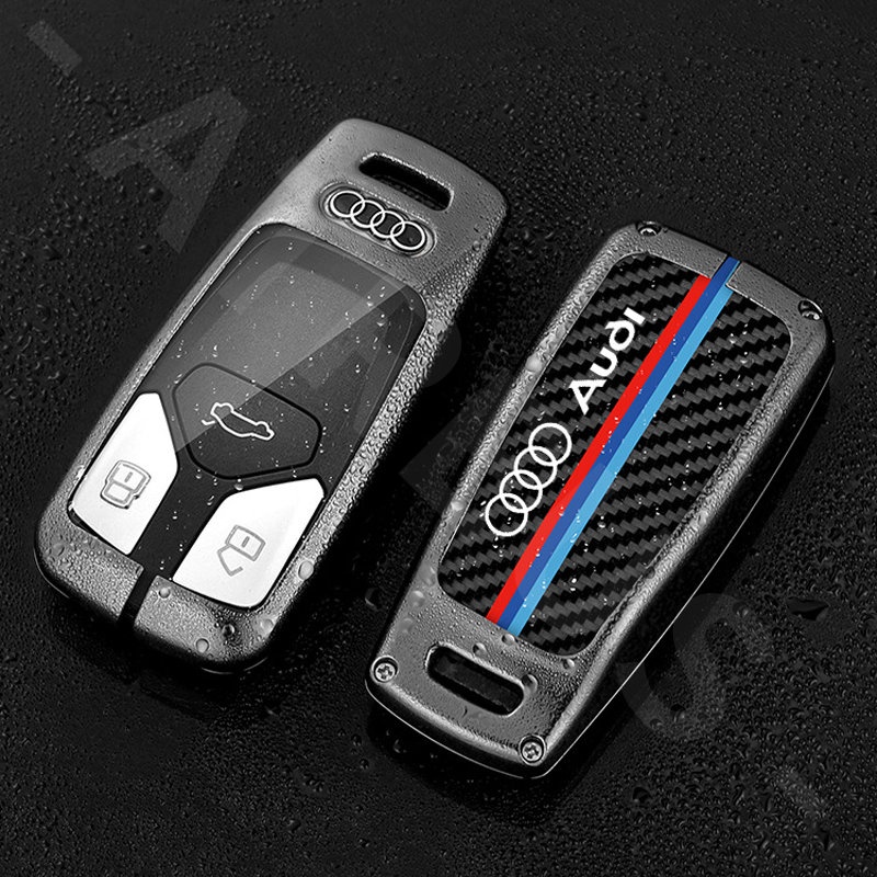 Audi Zinc Alloy Bungkus Penuh Case Kunci Mobil Cover Serat Karbon Kulit Smart Key Protector Untuk A3 8l A1 Q5 TT mk2 A5 A4 B7 B8 B5 A6 C7 C6 Q7 Q3 Q2 E-tron