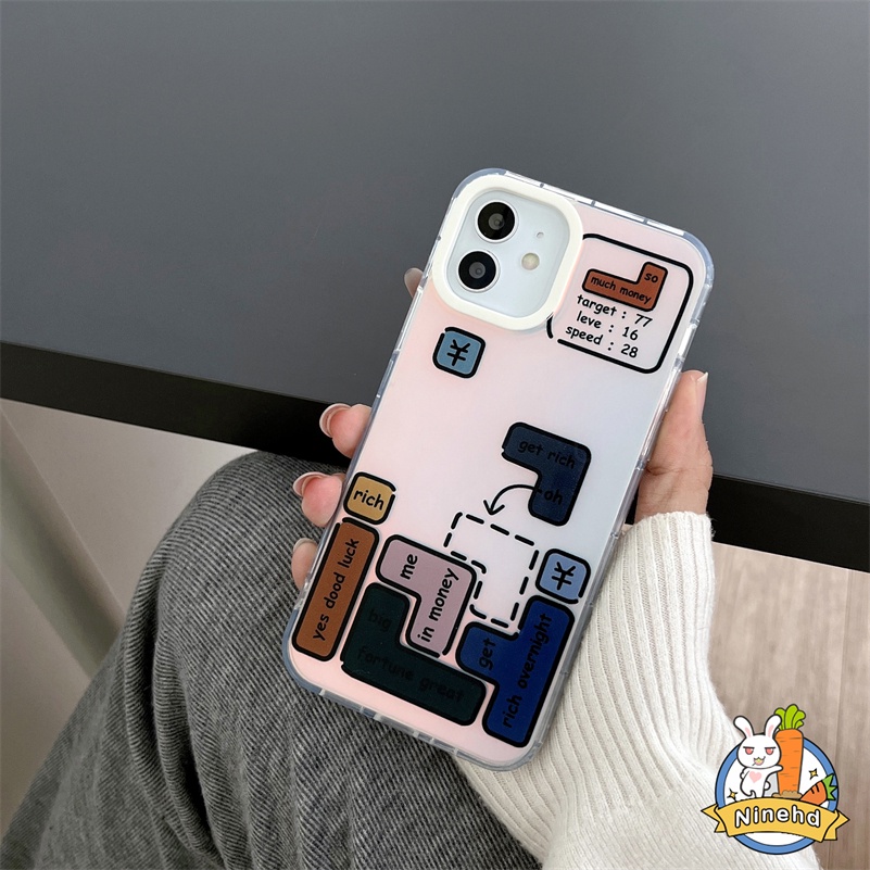 IPHONE Casing Ponsel Tetris Kreatif Kompatibel Untuk Iphone14 13 12 11 Pro Max X Xr Xs Max8 7 Plus SE 2020 Laser Bening Hard Acrylic Case Pelindung Lensa Kamera Shockproof Cover Pelindung