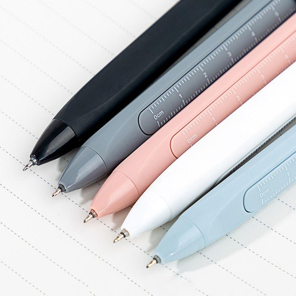 TOP 5pcs /Set Gel Pulpen Kreatif Alat Tulis Tulip Dengan Klip Alat Tulis Dengan Penggaris Yang Dapat Dilepas Tekan Type Signature Pen