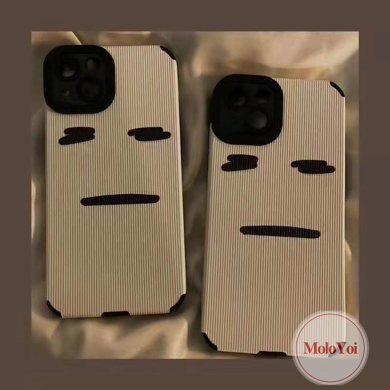 IPHONE Stiker Tekstur Shockproof Case Kompatibel Untuk Iphone11 13 14 12 Pro MAX X XR XS Max7 8 Plus 7Plus Kulit Mewah Silikon Lembut Kreatif Emoticon Ponsel Cover