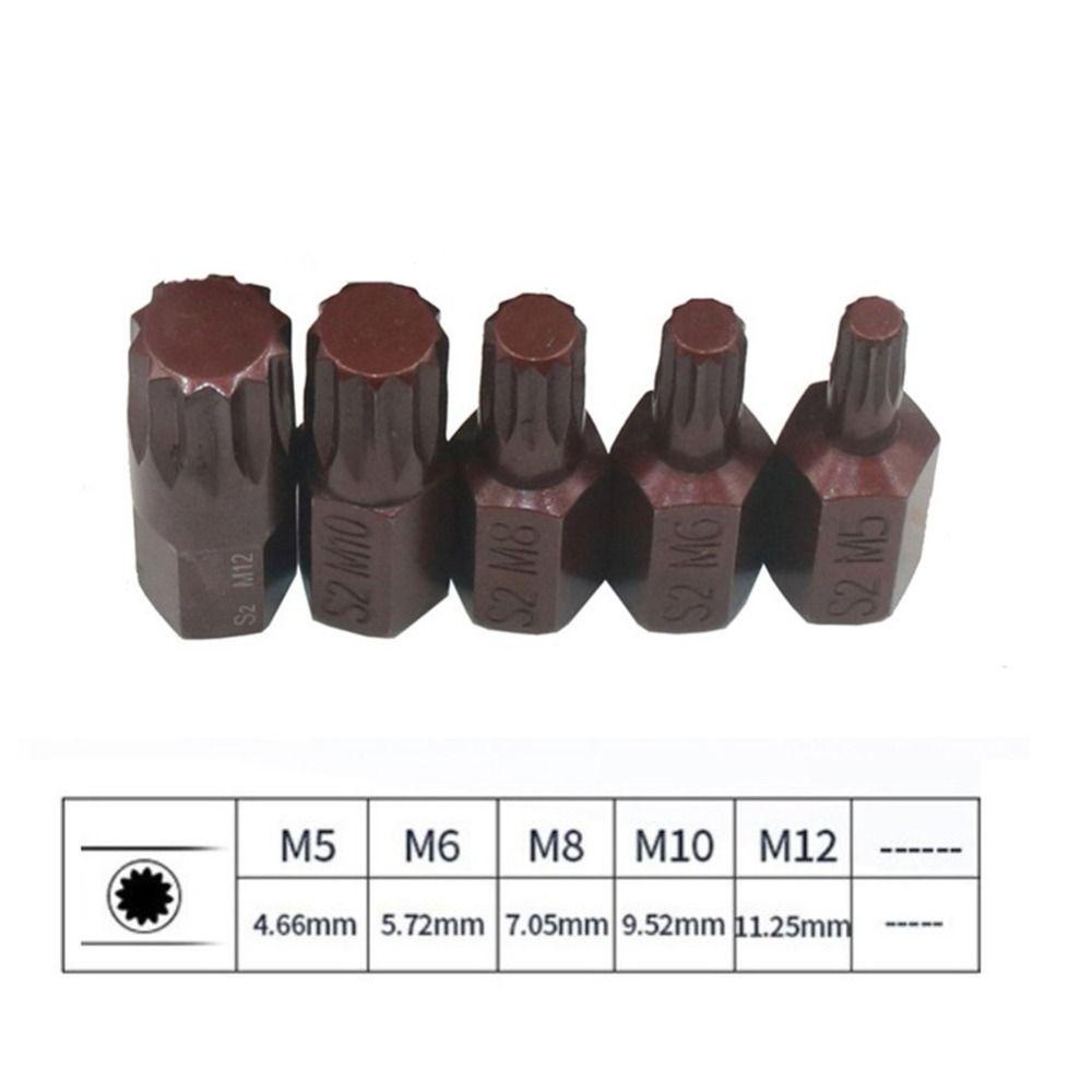 TOP 5pcs Mata Obeng Bintang 30mm Panjang M5-M12 10mm Hex Shank