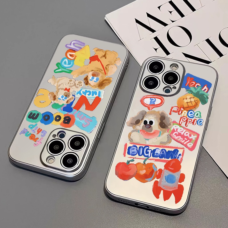 IPHONE Soft Electroplate Case Kompatibel Untuk Iphone14 13 12 11 Pro XS Max Casing Anjing Lucu XR X8 +7 6S Plus Mini TPU Silikon Shockproof Phone Cover