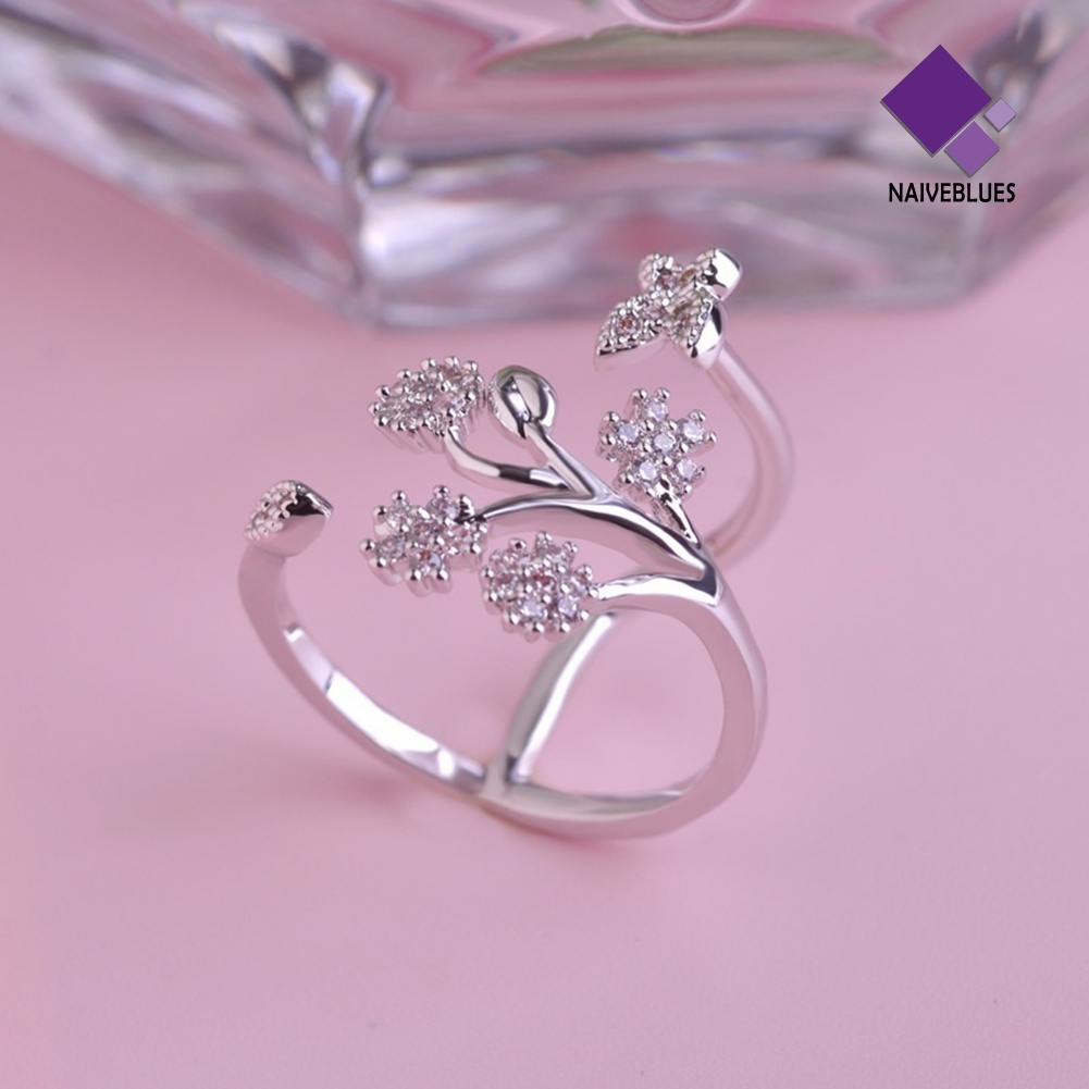 &lt; Naiveblues &gt; Cincin Tunangan Desain Kupu-Kupu Perhiasan Silver Lovely Untuk Wanita Lady