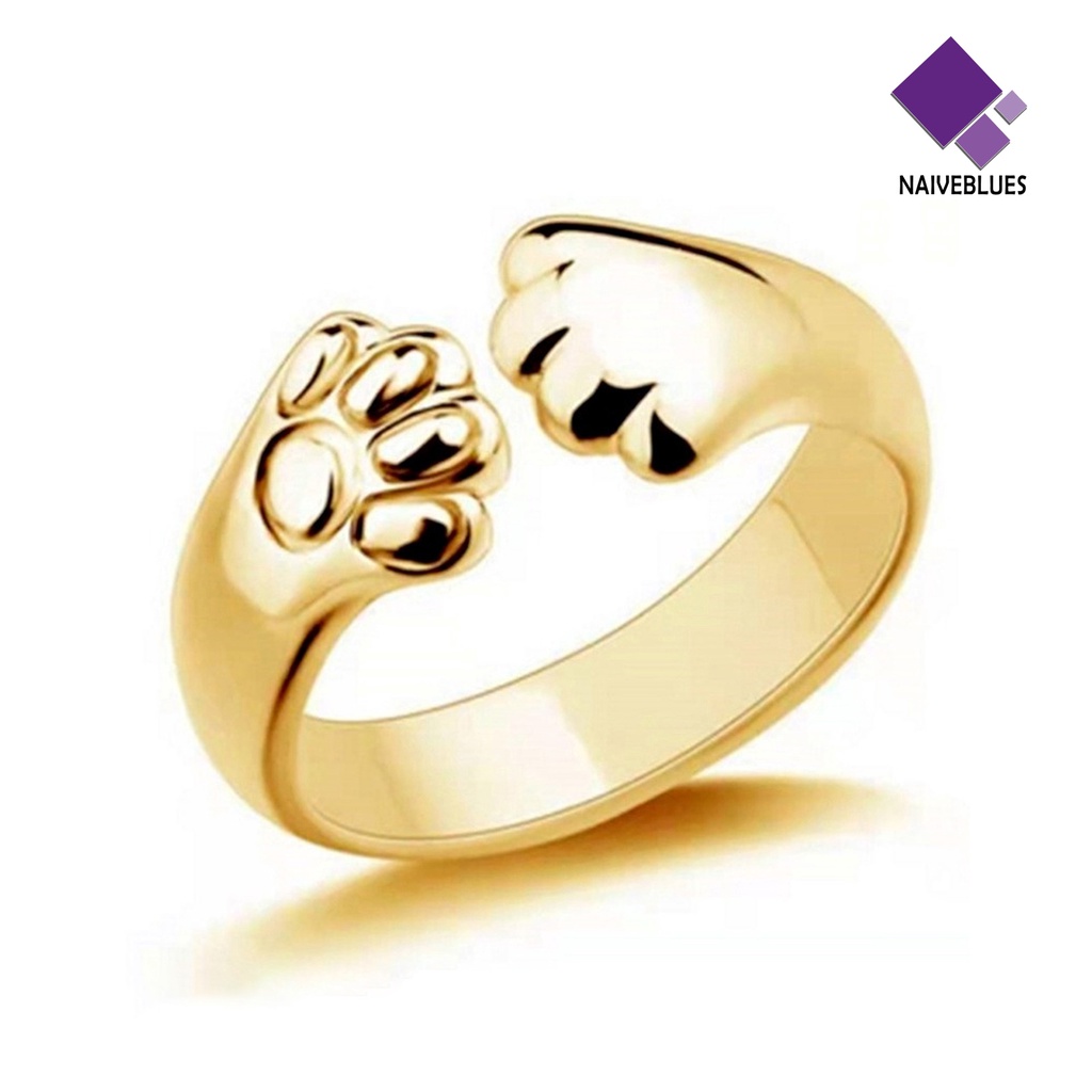 &lt; Naiveblues &gt; Cincin Jari Paw Opening Jewelry Adjustable Bright Luster Ring Pakaian Sehari-Hari