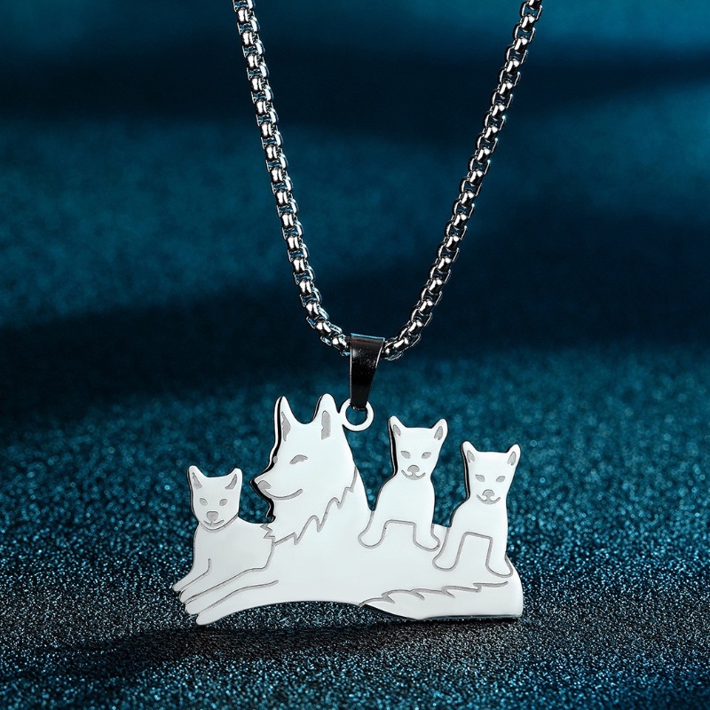 Zh Perhiasan Hip Hop Stainless Steel Serigala Liontin Pria Dan Wanita Kalung Punk Perhiasan Aksesoris