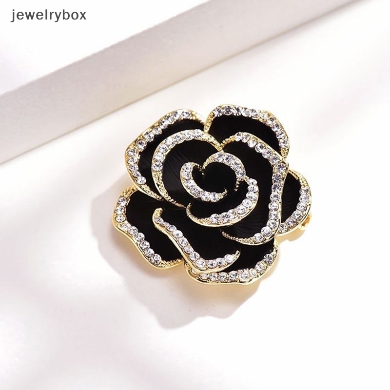 [jewelrybox] 1pc Bros Bunga Camelia Berlian Imitasi Untuk Wanita Enamel Pin Fashion Perhiasan Butik