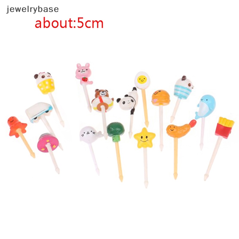 [jewelrybase] 5 Pcs Random Kartun Hewan Kue Buah Garpu Tusuk Gigi Buah Bento Aksesoris Butik