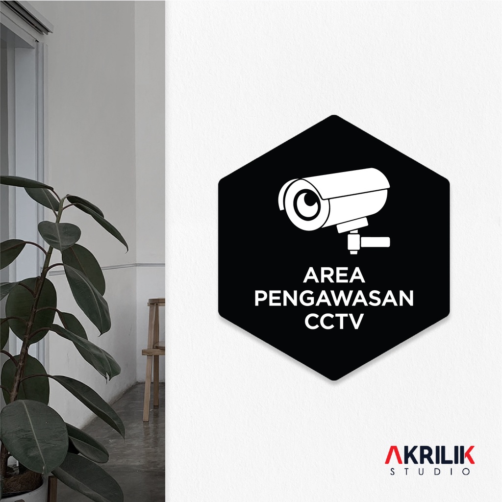 

Sign Board Akrilik Area Pengawasan CCTV Papan Acrylic Signage Tempel Dinding Tulisan Label Tanda Himbauan Petunjuk Rambu Aklirik UV Print