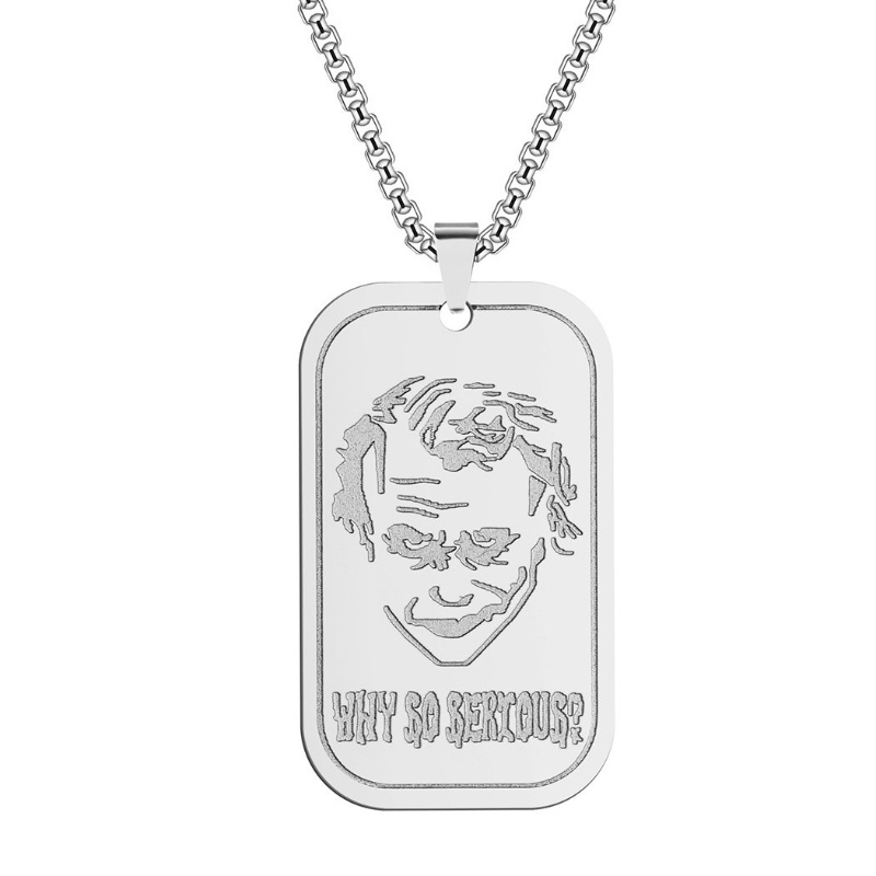 Zh Perhiasan Hip Hop Stainless Steel Joker Liontin Pria Kalung Punk Perhiasan Aksesoris