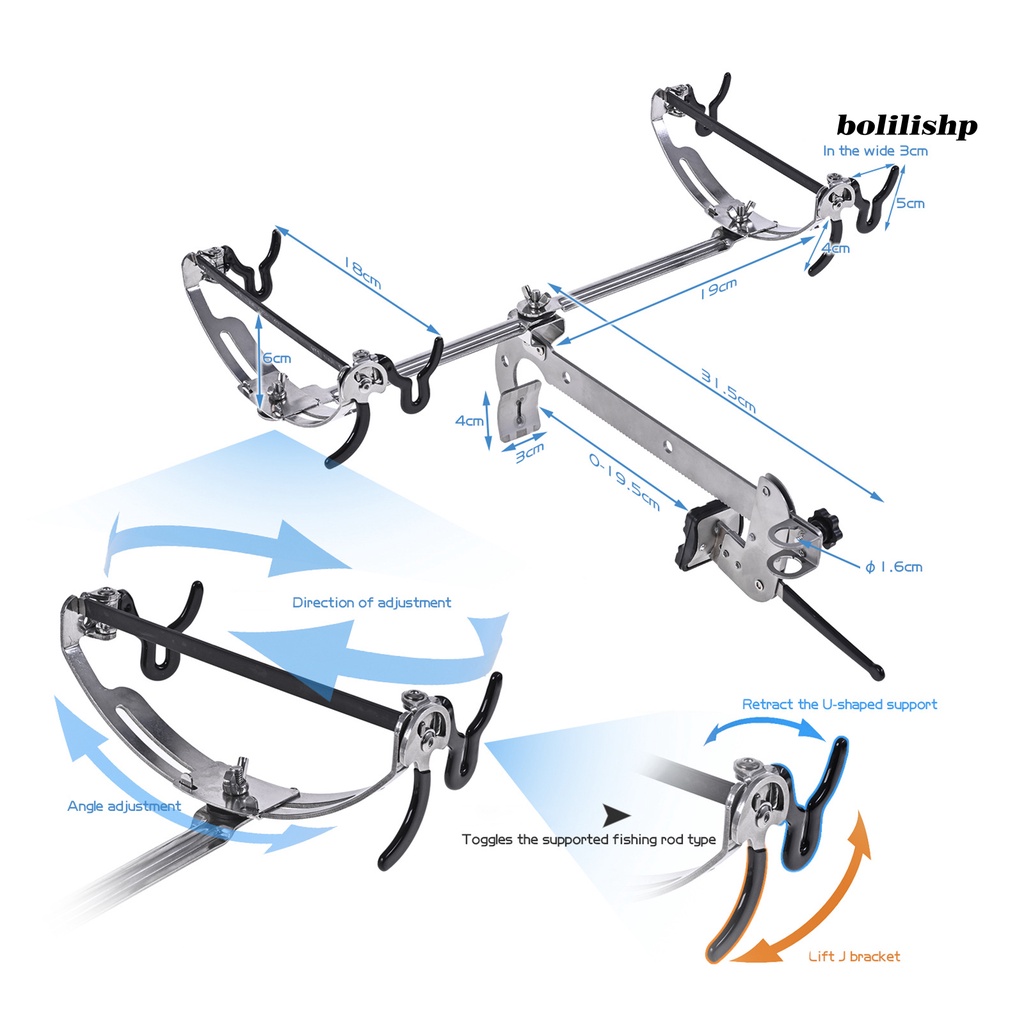 Bo-bridge Fishing Bracket Multi-angle Adjustable Portable Stainless Steel Lipat Rakit Dukungan Memancing Untuk Memancing