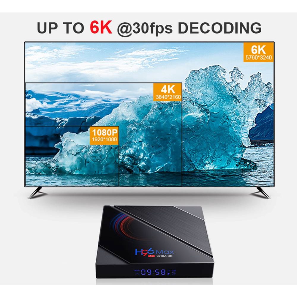 AKN88 -H96 MAX H616 - Android OS Smart TV Box 6K UHD - RAM 4GB ROM 32GB