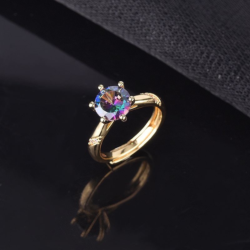 Aksesoris Perhiasan Fashion Goldkingdom Ready Stock Cincin Laser Warna-Warni Dengan Delapan Hati Dan Delapan Panah.