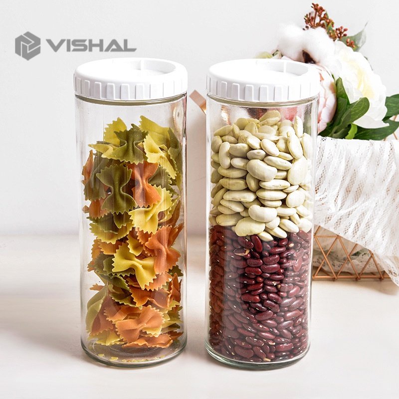 VISHAL  4 IN 1 TOPLES KACA SET CANISTER - TOPLES SATUAN / SEAL SNACK JAR / TOPLES