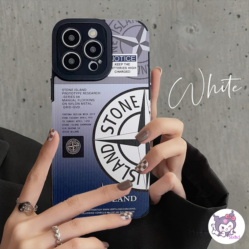 IPHONE Fashion Grid Stone Island Couple Kompatibel Untuk Iphone14 13 12 11 Pro Max SE 2020 X Xr Xs Max8 7 Plus Perlindungan Shockproof Casing Ponsel Lembut Silicon Cover XJJJJ