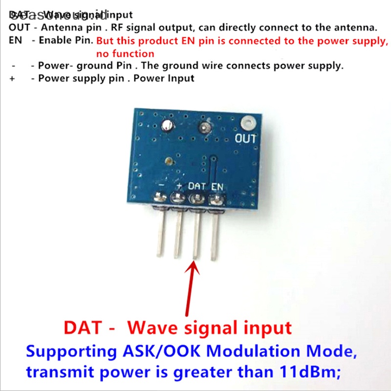 Modul RF Seasonoun 433mhz kit receiver Dan transmitter superheterodyne Untuk arduino.