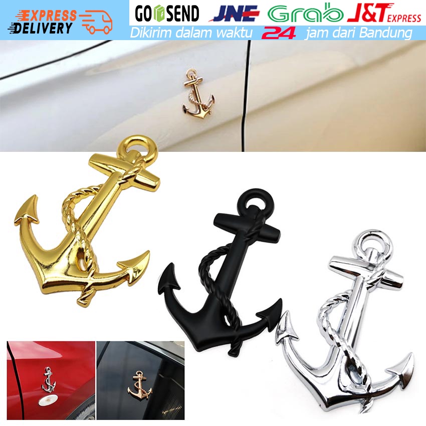 Stiker Mobil Motif Jangkar Kapal / Stiker Belakang Mobil /  Sticker Emblem Dekorasi Body Mobil Gamba