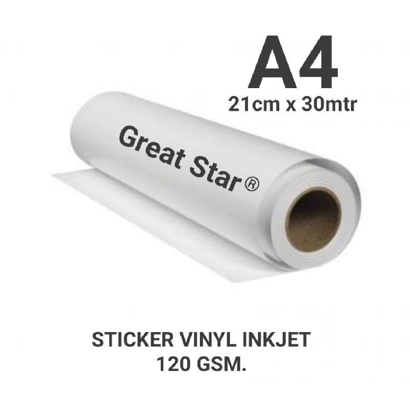 

Sticker Vinyl inkjet A4 roll 21cm x 30m x 120gsm