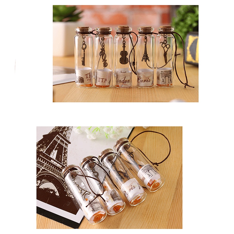 Vintage Wishing Glass Bottle Decoration Gift Botol Drift Mini Dengan Liontin