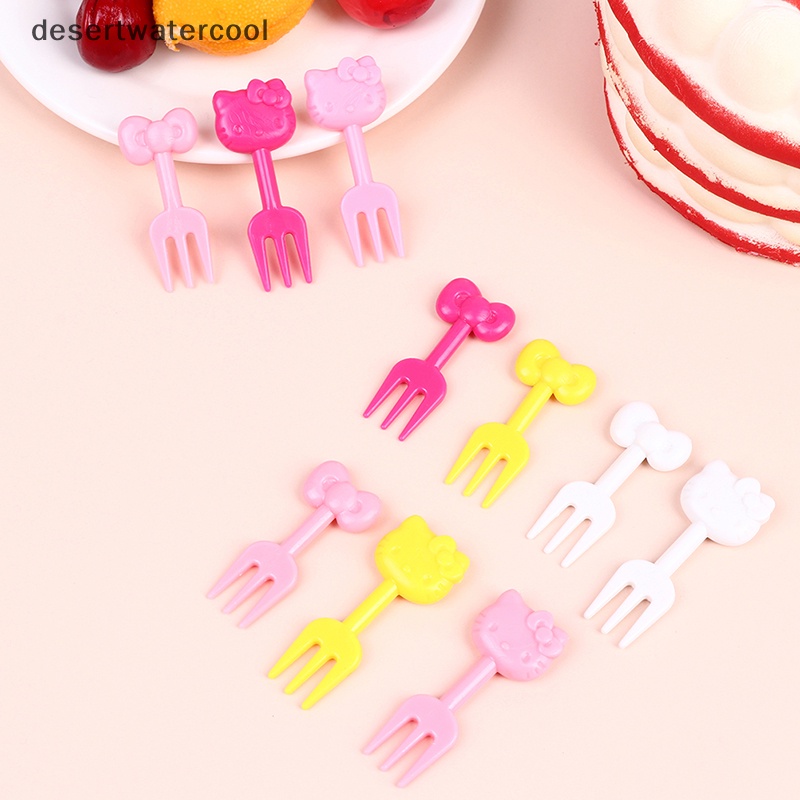 Deid 10Pcs Mini Kawaii Animal Kartun Garpu Buah Anak Snack Kue Dessert Makanan Fruit Pick Tusuk Gigi Tanda Bento Makan Siang Martijn