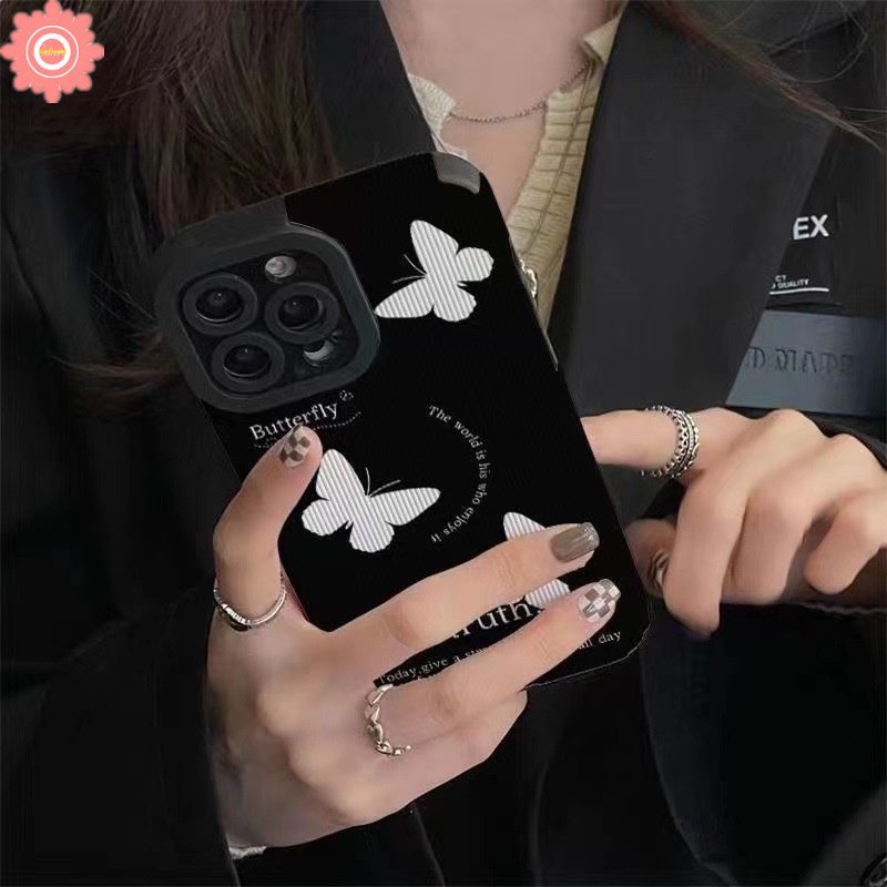 IPHONE Art Flower Ins Style Phone Case Kompatibel Untuk Iphone14 13 Pro Max11 12 Pro 7 8 Plus X XS Max XR Retro Fantasy Butterfly Shockproof Soft Silicone Case Tpu Soft Cover