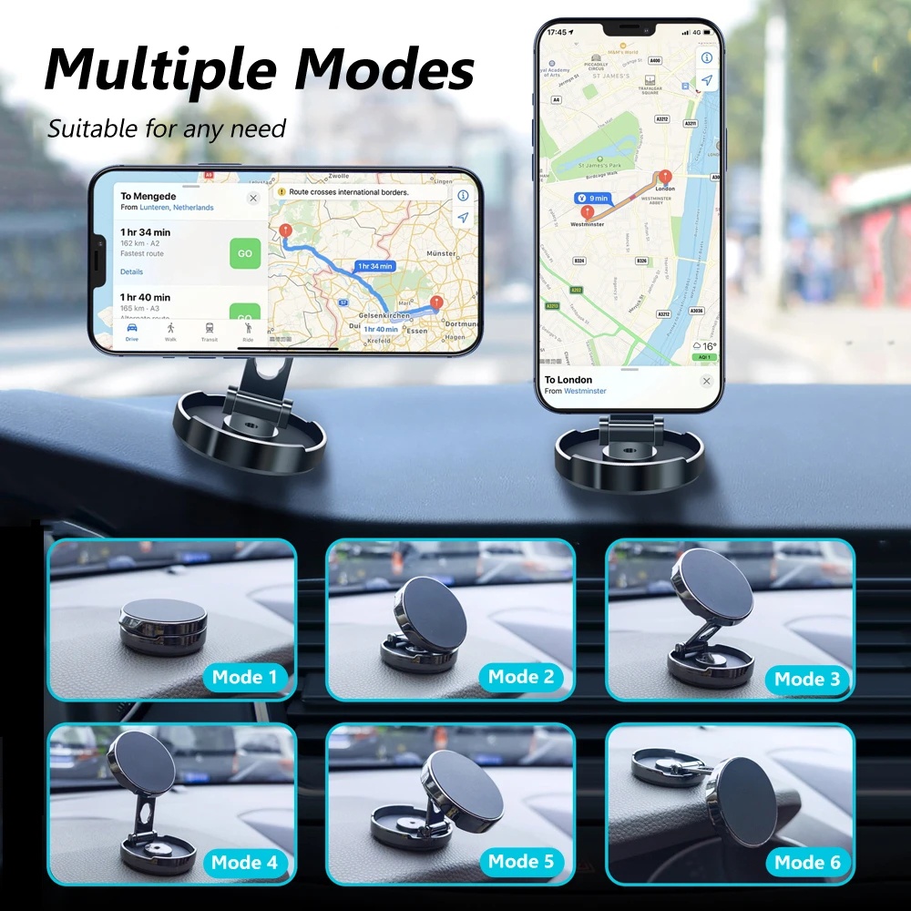 360dudukan Magnet Kuat Ponsel Holder Lipat Adjustable Ponsel Dukungan Universal Tak Terlihat Mobil Paduan Mount Perekat Dashboard GPS Bracket Aksesoris Interior Mobil