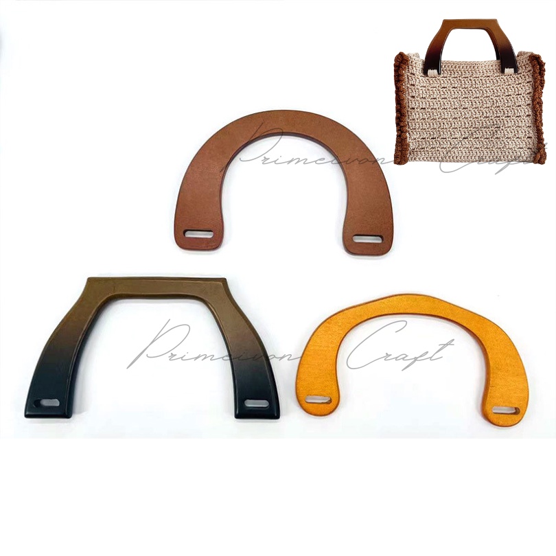 Handle tas kayu U52 / gagang tas kayu 2pcs/set