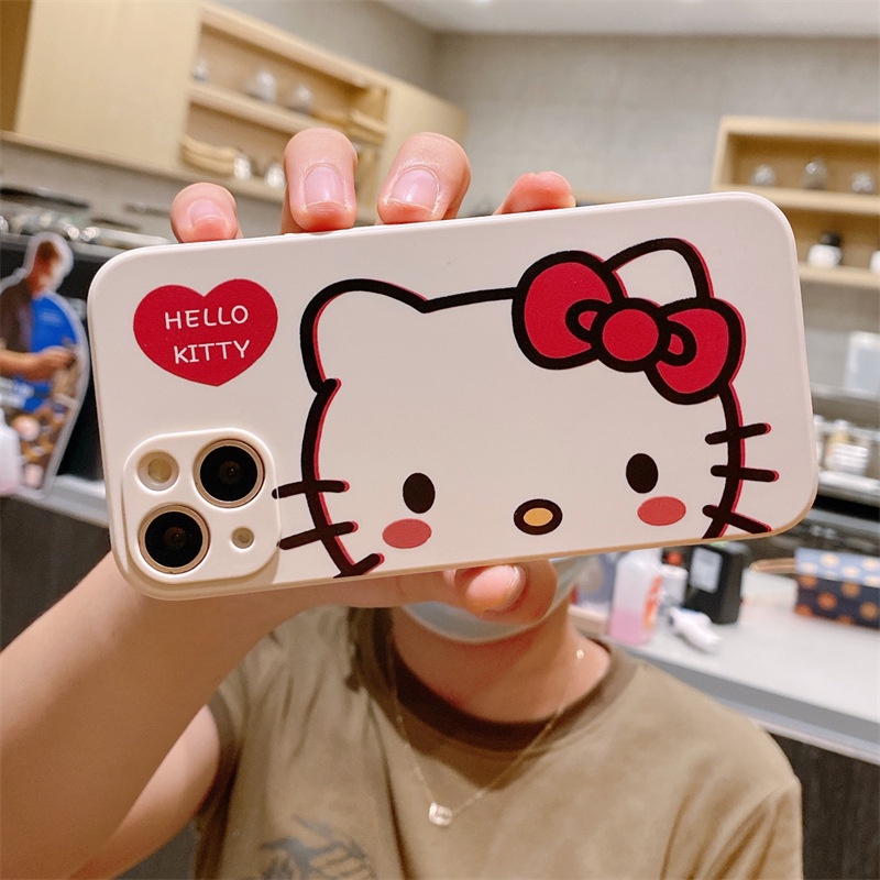 IPHONE Casing Hp TPU Cair Sanrio Hello Kitty Untuk Iphone14 13 12 11 Pro Max Mini XS X XR SE 6 7 8 Plus Soft Cover