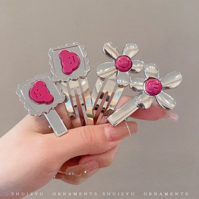 Korea Manis Keren Y2K Beruang Kecil Jepit Rambut Wanita Poni Sisi Depan Rusak Hair Clip BB Clip Back Head Spoon Hair Clip Hiasan Kepala
