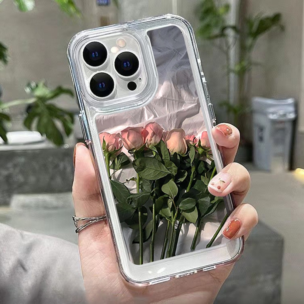 Fresh Rose Case Untuk Vivo Y12S Y91 Y95 Y93 Y20 Y20S Y20i Y21 Y21S Y21T Y17 Y16 Y12 Y15 Y11 Y19 Y91C Y15S Y15A Y33S Y33T Y51 Y52S Y53S Y02 NEX3 Penutup Belakang TPU Ruang Akrilik