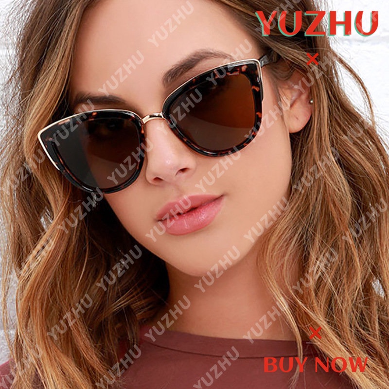 (YUZHU) Kacamata Hitam Model Cat Eye Klasik Vintage Untuk Wanita