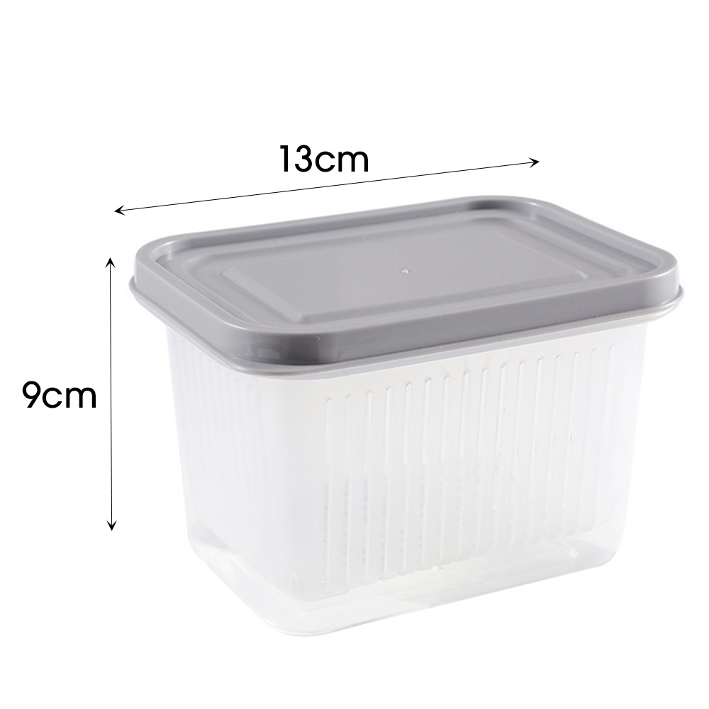 Double-layer Fresh-keeping Drain Basket Sealed Storage Box Dengan Tutup Kulkas Dapur Saringan Alat Buah Sayuran Jahe Bawang Putih Draining Strainers Wadah Case