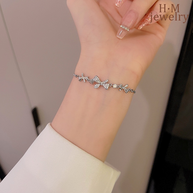 Light Luxury Aaa Zircon Bow Bracelet High-Grade Exquisite Birthday Gift for Girlfriend Girlfriend