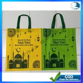 (LUSINAN ) SIZE BESAR Goodiebag Lebaran Idul Fitri 2023 38x45x8 {BESAR} / Spundbond Lebaran Tas Idul
