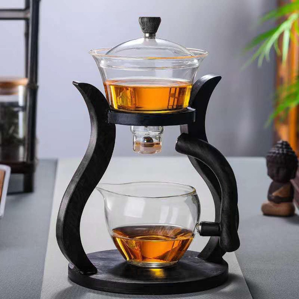 Tea Set Kaca Kungfu Malas Bening Dengan Cangkir Magnetic Water Diversion