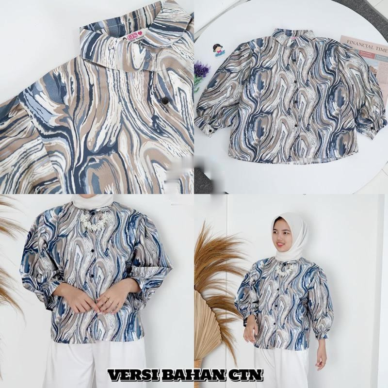 BEFAST - ZFS OOTD WANITA BLOUSE RESTI / GHALAXIE MARBLE BLOUSE / Blouse Wanita Model Terbaru / Pakaian Casual Remaja ABG / Outfit Daily Wanita Kerja / Blouse Motif Abstrak Trendy / Fashion Kekinian Wanita