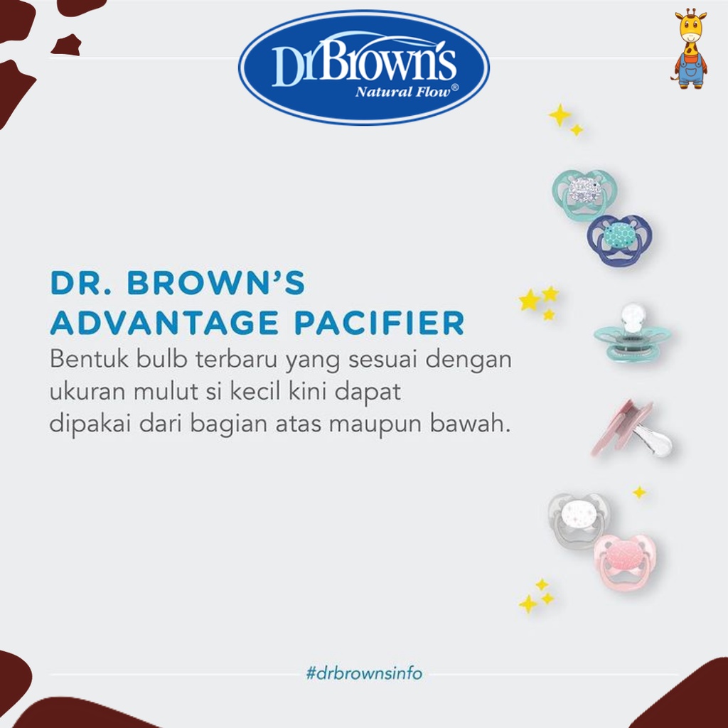 Dr.Brown's Advantage Pacifier Stage 2, Glow in the Dark-Assorted 2 Pcs