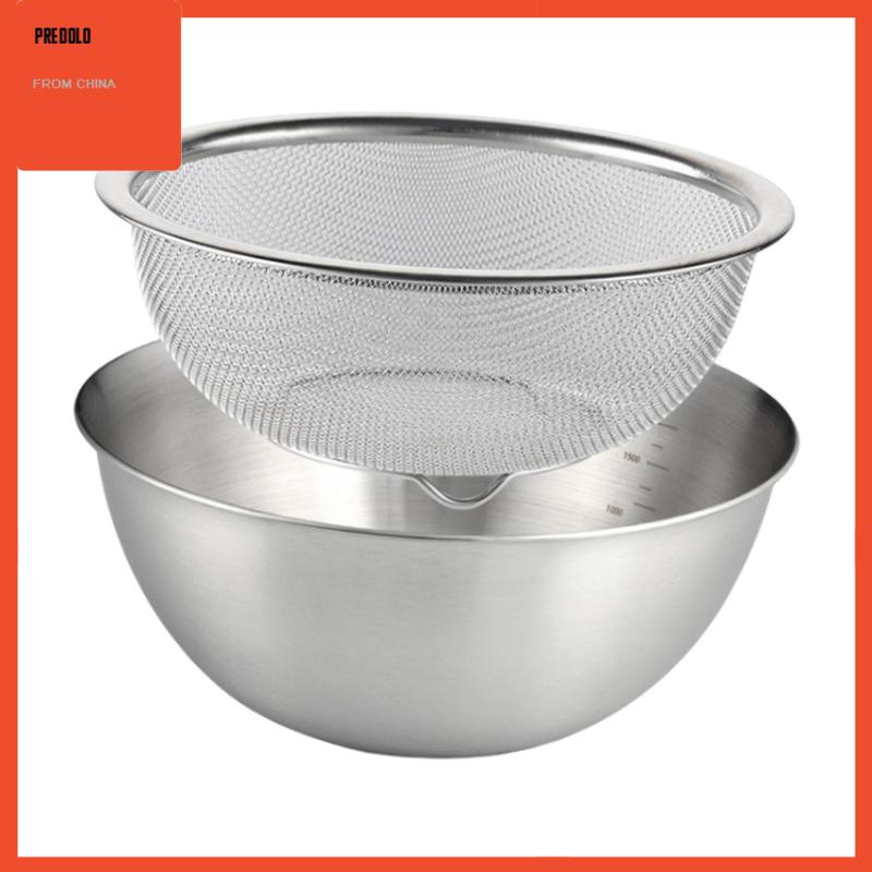 [Predolo] 2buah Colander Bahan Stainless Steel 304buah Dengan Mixing Bowl Untuk Buah