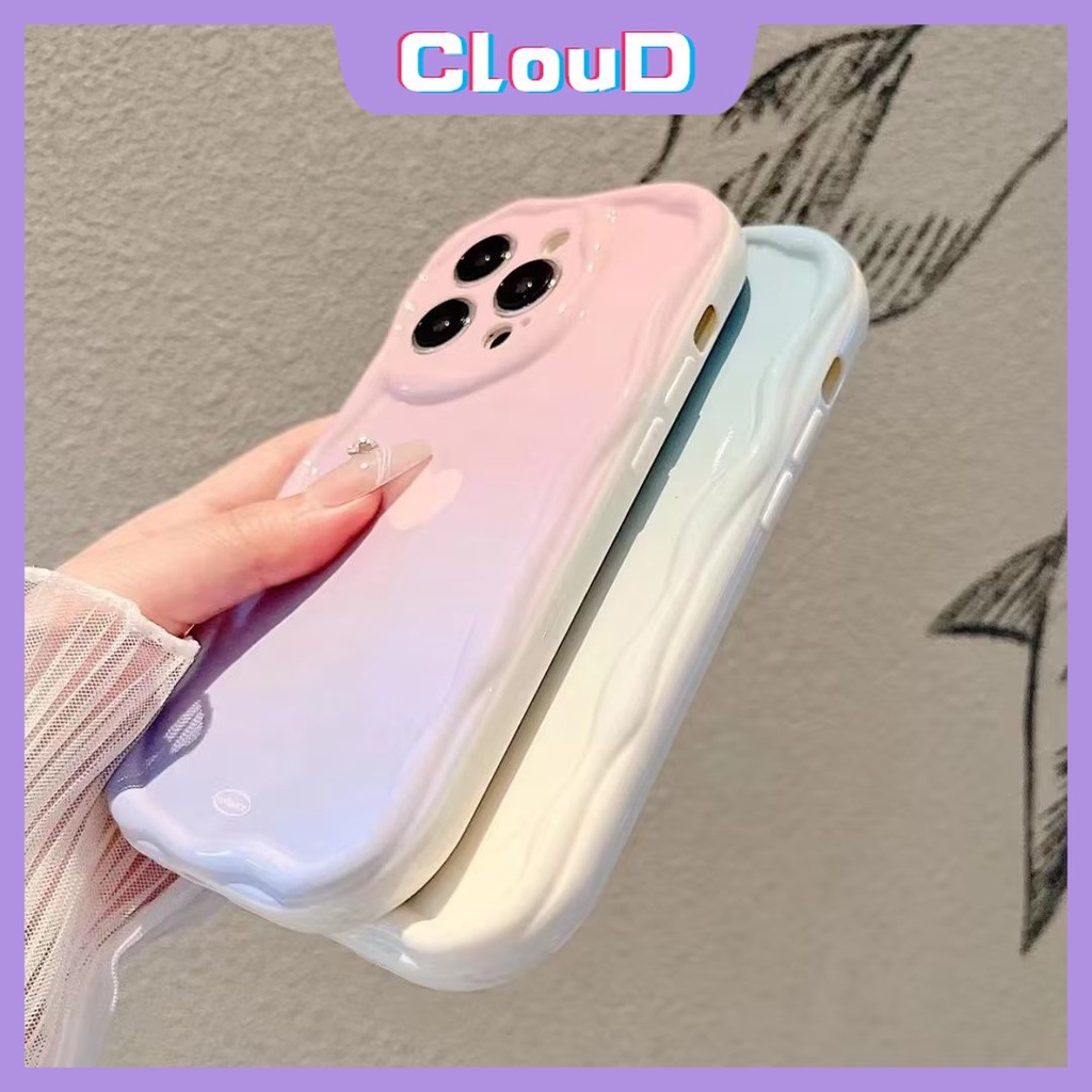 Casing Tepi Melengkung Bergelombang 3D Untuk Redmi 9A 9 10A A1 10 10C 9T A2 9C NFC POCO M3 Redmi Note 11 12 11s 9 8 10s 10Pro Max Plus Macaron Sederhana Warna Permen Soft Tpu Gradient Love Heart Case