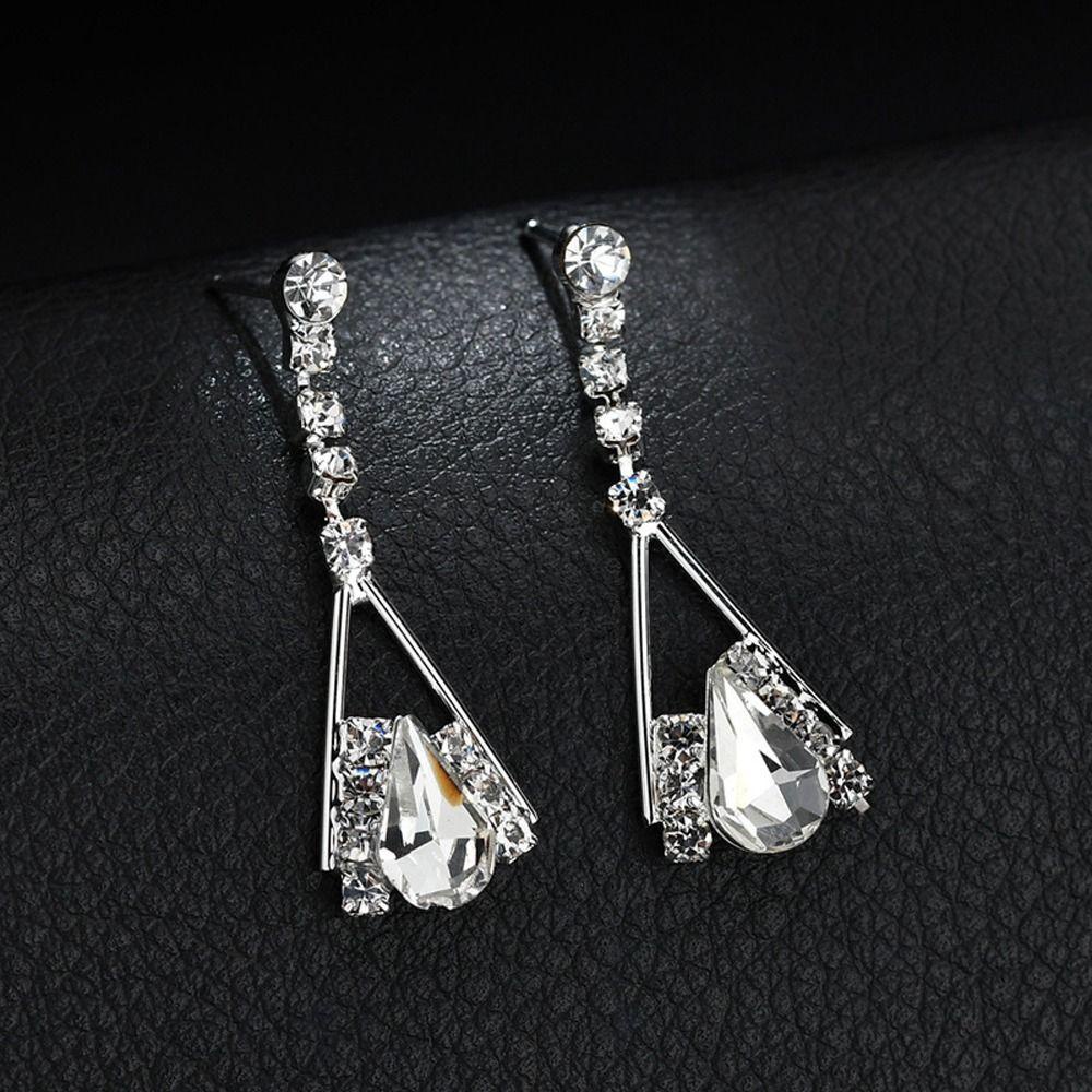 Mxbeauty Set Perhiasan Pernikahan Pengantin Bergaya Halus Hadiah Anniversary Elegan Gaya Korea Drop Earrings Menjuntai Anting