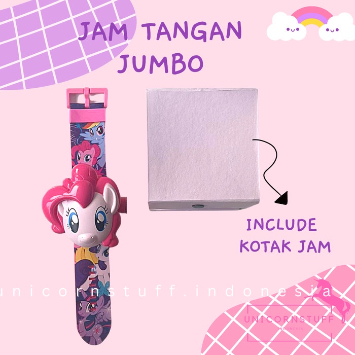 Jam Tangan Anak Motif Unicorn Pony Cewek Perempuan Free Box Pink Lucu