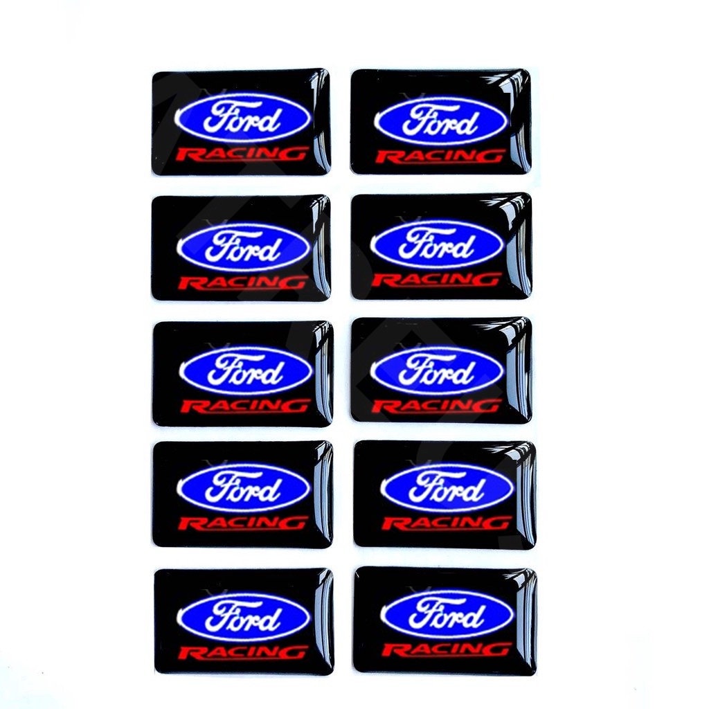 10pcs 3D Stiker Mobil Setir Pintu Jendela Saklar Tombol Lencana Dekorasi Aksesoris Mobil Untuk Ford Fiesta Ranger Ecosport Focus Everest Mustang Escape