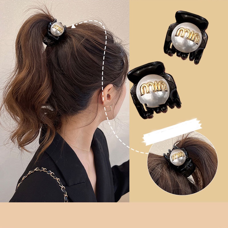 Musim Panas Vitalitas Ponytail Tinggi Gaya Baru Temperamen Elegan Penjepit Mutiara Mode Sederhana