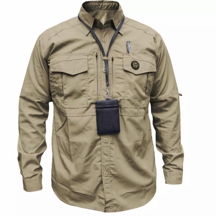 Kemeja Lapangan M-tac Panjang Original Premium Warna Cream / Kemeja Tactical Lengan Panjang American