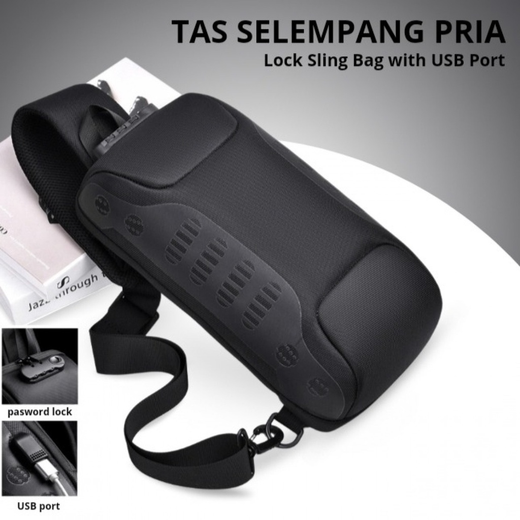 WEIXIER Tas Selempang Pria Anti Maling with USB Port