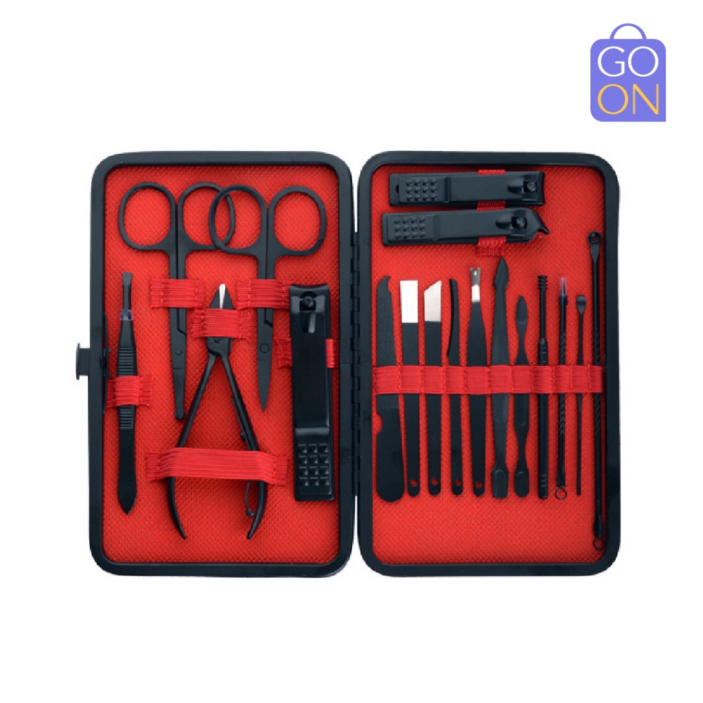 Manicure &amp; Pedicure Set Merah Hitam 7pcs - 18pcs | Set Gunting Kuku - Perawatan Kuku