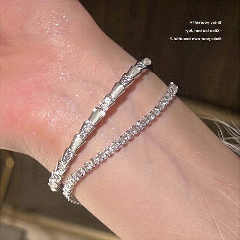 Gelang Geometris Bahan Alloy Berlian Imitasi Korea Untuk Wanita