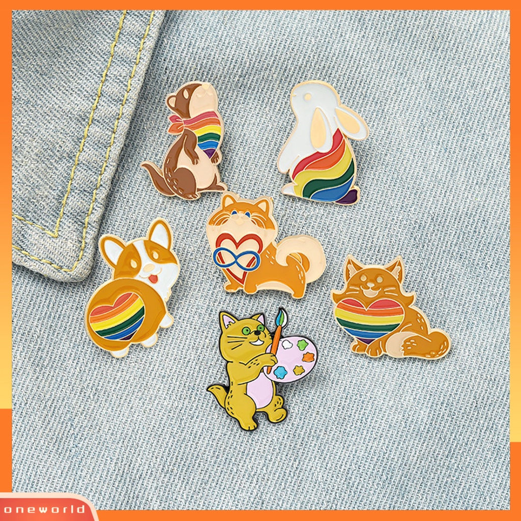 [ONE] Pin Pelangi Kreatif Hias Alloy Kartun Hewan Seri Pelangi Bros Untuk Wanita