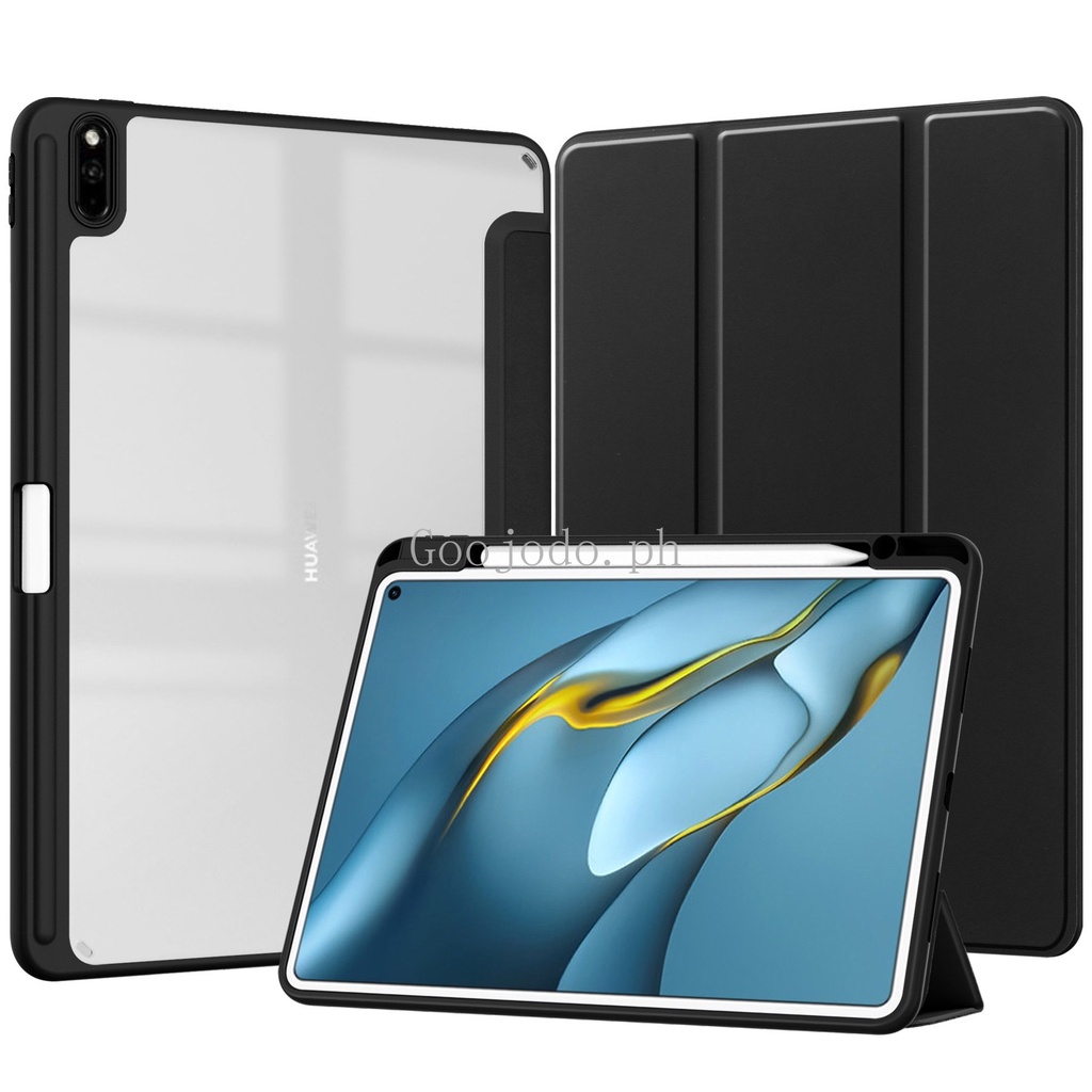 Untuk Huawei MatePad Pro 10.8 2019table Ultra Slim Kulit Tri-Fold Stand Magnetic Case Acrylic Bening Penutup Belakang