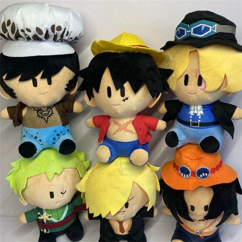 Lanfy Anime Luffy Boneka Mewah Hadiah Ulang Tahun Kartun Mainan Lembut Ace Roronoa Zoro 25 cm Luffy Boneka Mainan